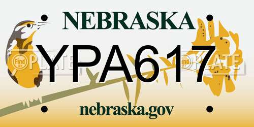 YPA617 Nebraska License Plate