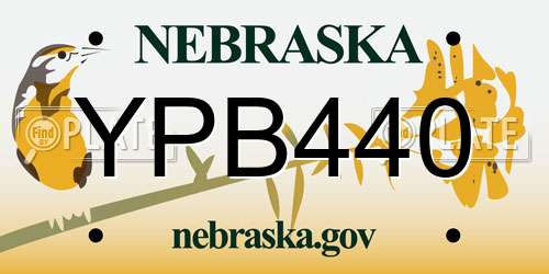 YPB440 Nebraska License Plate