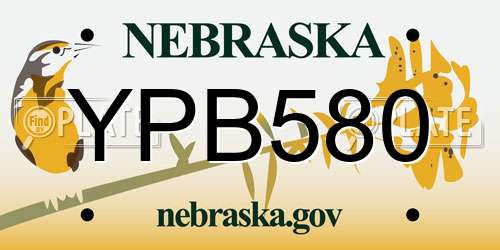 YPB580 Nebraska License Plate
