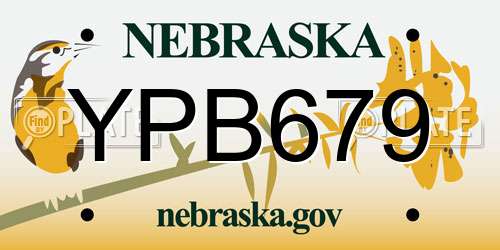 YPB679 Nebraska License Plate