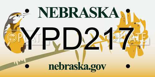 YPD217 Nebraska License Plate