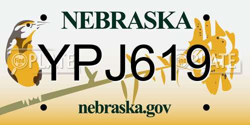 YPJ619 Nebraska License Plate