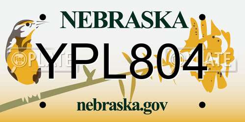 YPL804 Nebraska License Plate