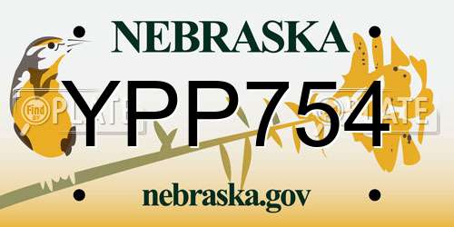 YPP754 Nebraska License Plate