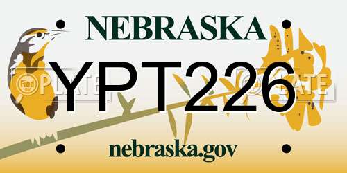 YPT226 Nebraska License Plate
