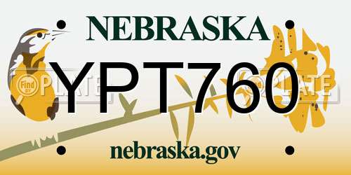 YPT760 Nebraska License Plate