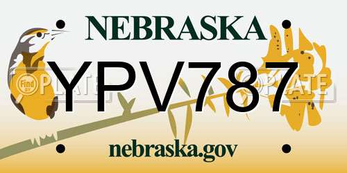 YPV787 Nebraska License Plate