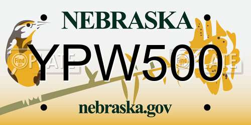 YPW500 Nebraska License Plate
