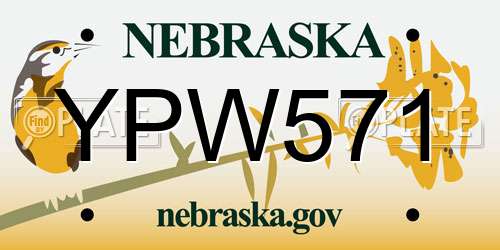 YPW571 Nebraska License Plate