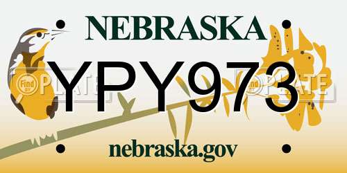 YPY973 Nebraska License Plate