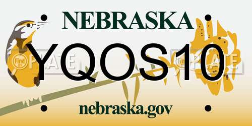 YQOS10 Nebraska License Plate