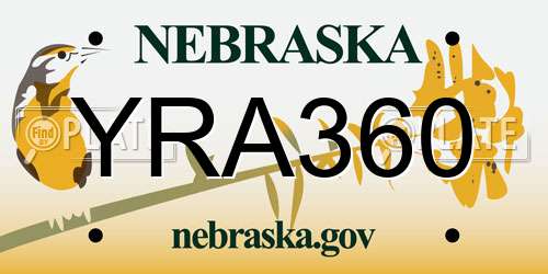 YRA360 Nebraska License Plate