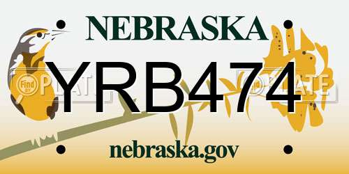 YRB474 Nebraska License Plate