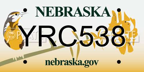 YRC538 Nebraska License Plate
