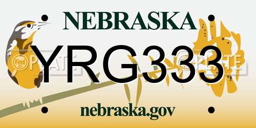 YRG333 Nebraska License Plate