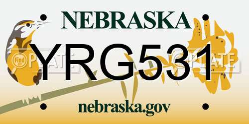 YRG531 Nebraska License Plate