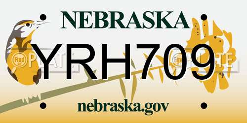 YRH709 Nebraska License Plate