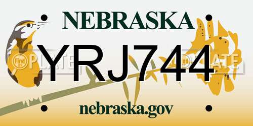 YRJ744 Nebraska License Plate