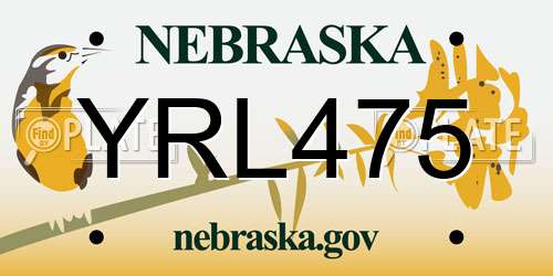 YRL475 Nebraska License Plate