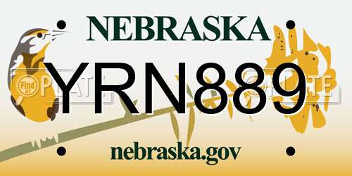 YRN889 Nebraska License Plate
