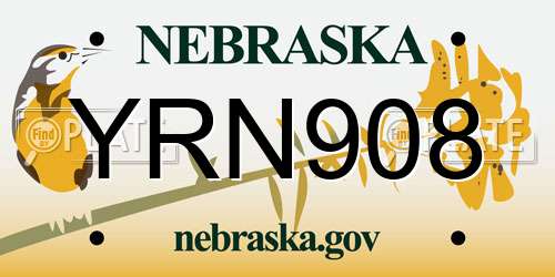 YRN908 Nebraska License Plate