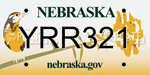 YRR321 Nebraska License Plate