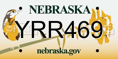 YRR469 Nebraska License Plate