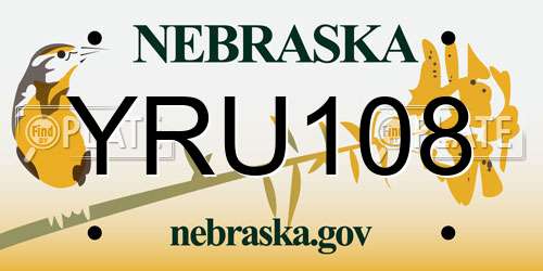 YRU108 Nebraska License Plate