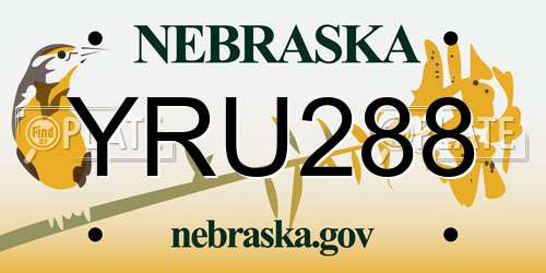 YRU288 Nebraska License Plate