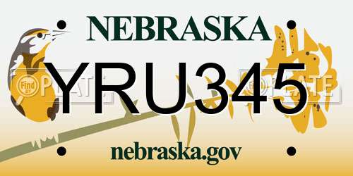 YRU345 Nebraska License Plate