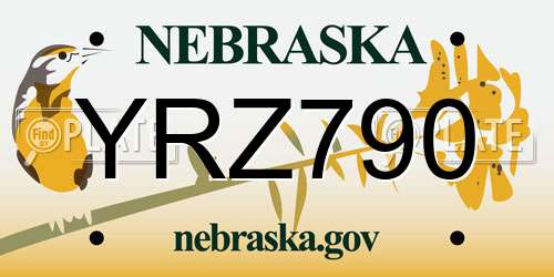 YRZ790 Nebraska License Plate