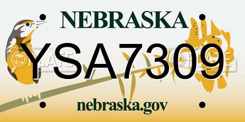 YSA7309 Nebraska License Plate