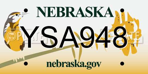 YSA948 Nebraska License Plate