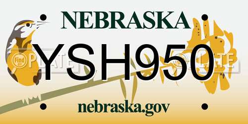 YSH950 Nebraska License Plate