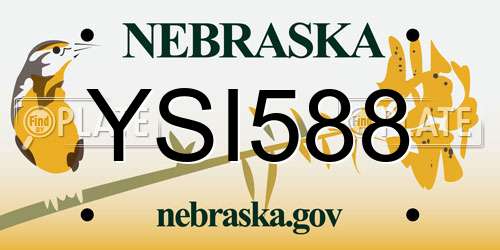 YSI588 Nebraska License Plate