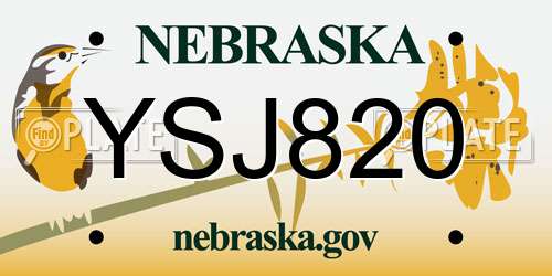 YSJ820 Nebraska License Plate
