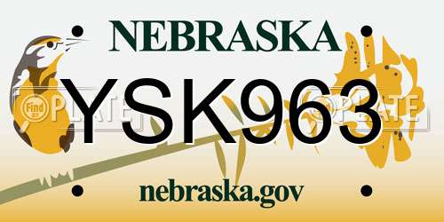 YSK963 Nebraska License Plate