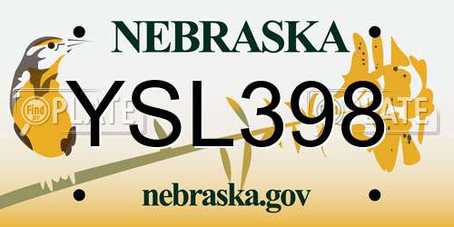 YSL398 Nebraska License Plate