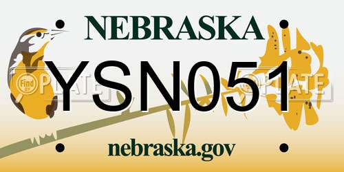 YSN051 Nebraska License Plate