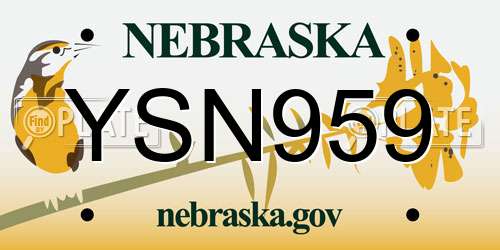 YSN959 Nebraska License Plate