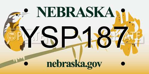 YSP187 Nebraska License Plate