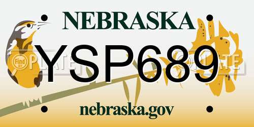 YSP689 Nebraska License Plate