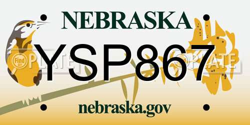 YSP867 Nebraska License Plate