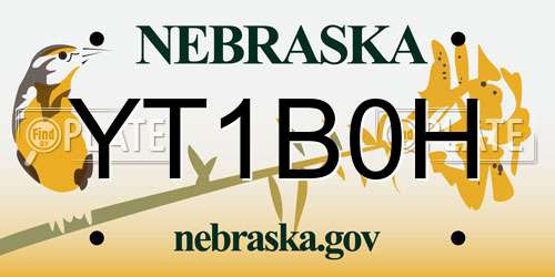YT1B0H Nebraska License Plate
