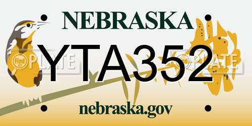 YTA352 Nebraska License Plate