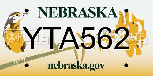 YTA562 Nebraska License Plate