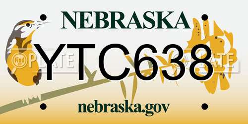 YTC638 Nebraska License Plate
