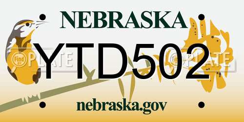 YTD502 Nebraska License Plate