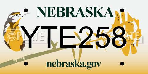 YTE258 Nebraska License Plate