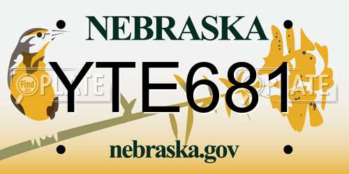 YTE681 Nebraska License Plate